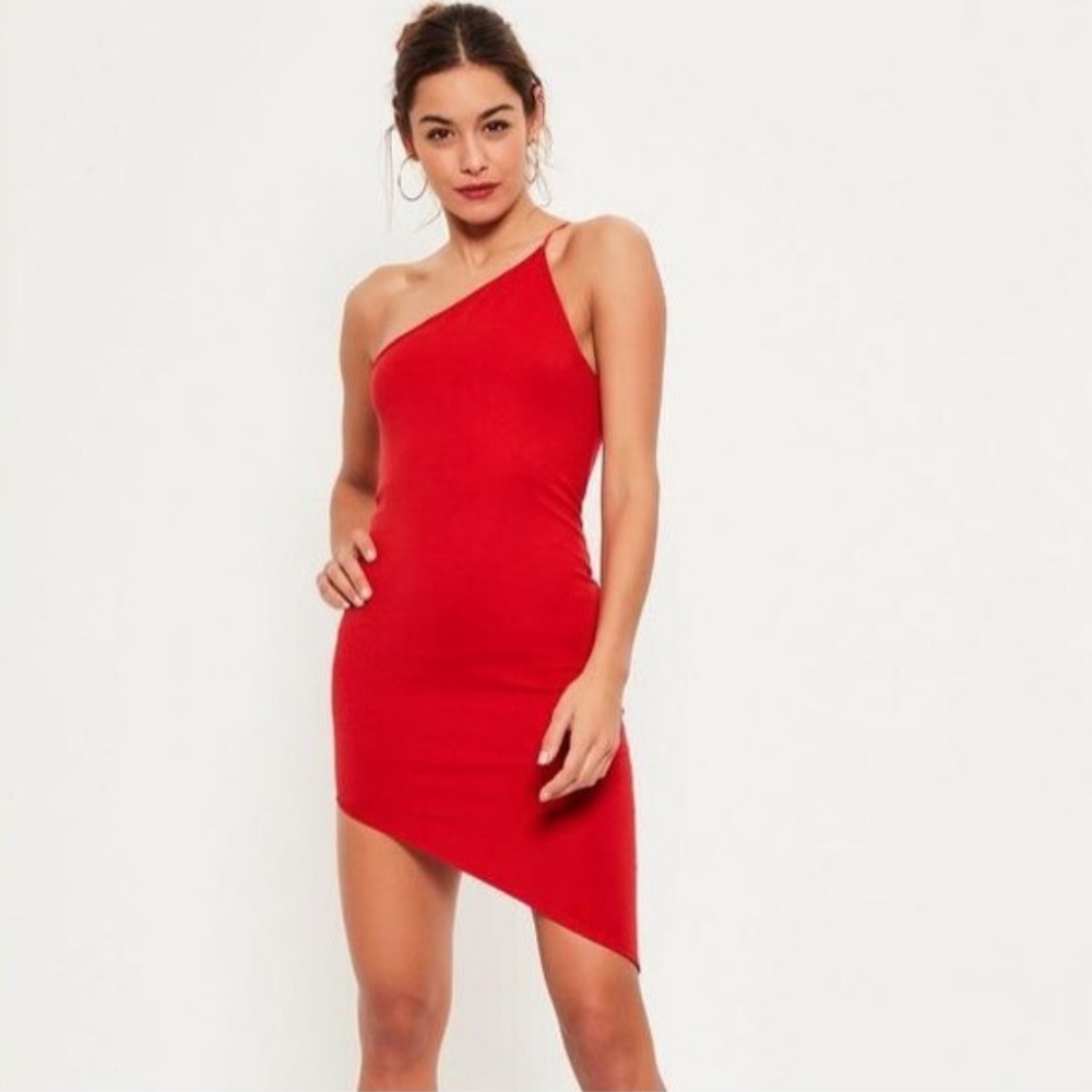 Red One Shoulder Missguided Dress